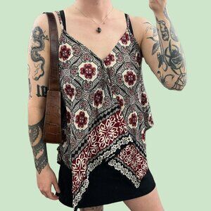 boho granola floral asymmetric flowy cami tank top